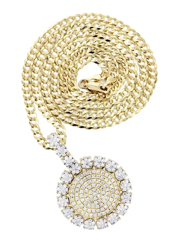 14K Yellow Gold Circle Diamond Necklace Diamond Necklace  | 3.8 Carats