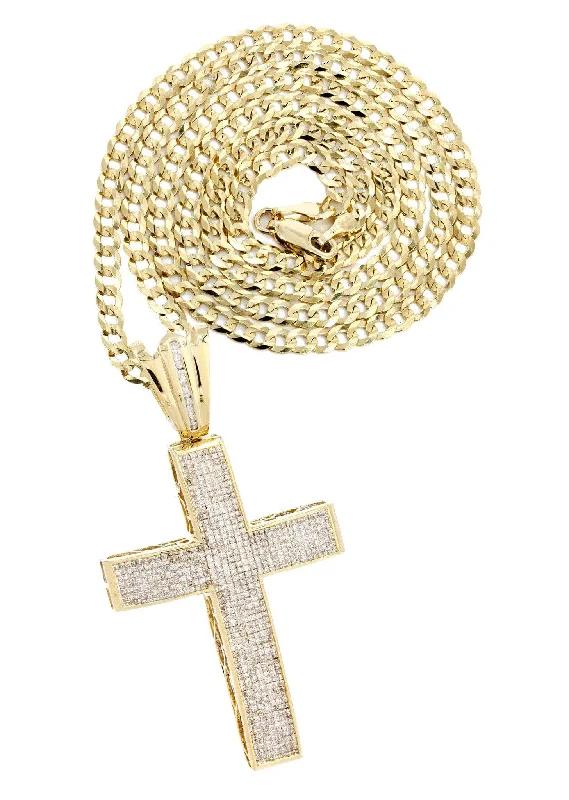 14 Yellow Gold Diamond Cross Necklace  | 5.53 Carats