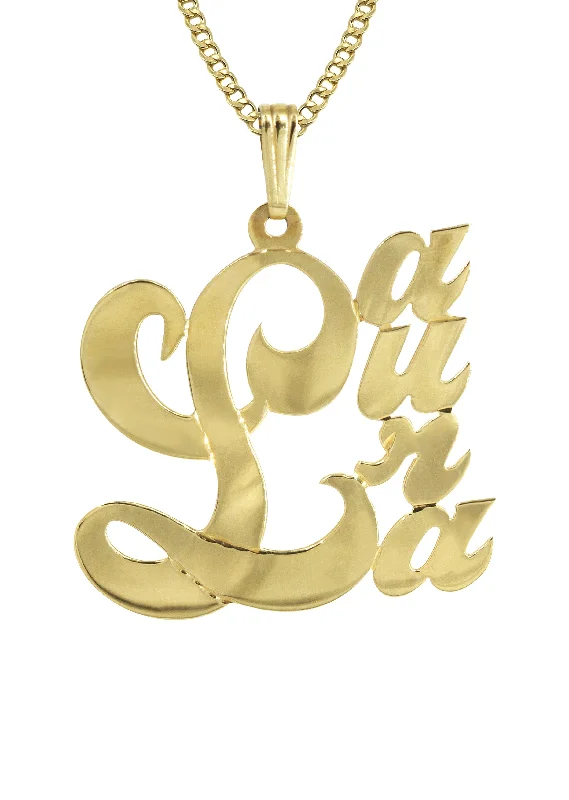 14K Gold  Big Letter Name Plate Necklace | Appx. 7.8 Grams