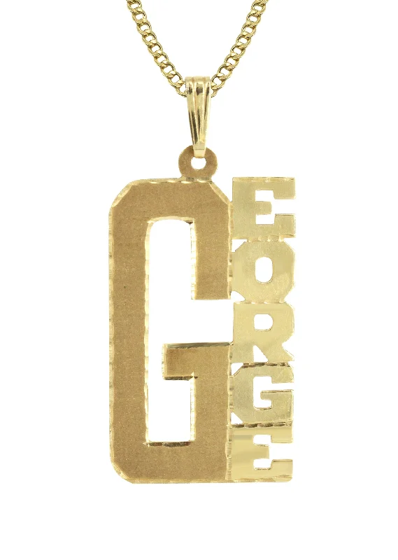 14K Gold  Big Letter Name Plate Necklace | Appx. 7.9 Grams