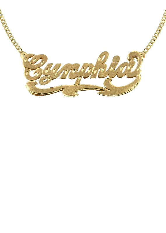 14K Gold  Diamond Cut Name Plate Necklace | Appx. 10.7 Grams