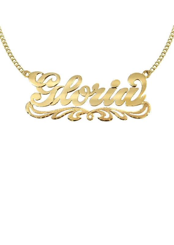 14K Gold  Diamond Cut Name Plate Necklace | Appx. 7.3 Grams