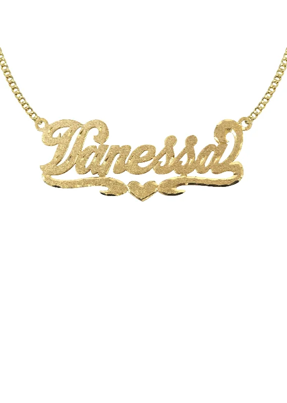 14K Gold  Diamond Cut Name Plate Necklace | Appx. 7 Grams