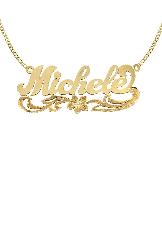 14K Gold  Diamond Cut Name Plate Necklace | Appx. 8.4 Grams