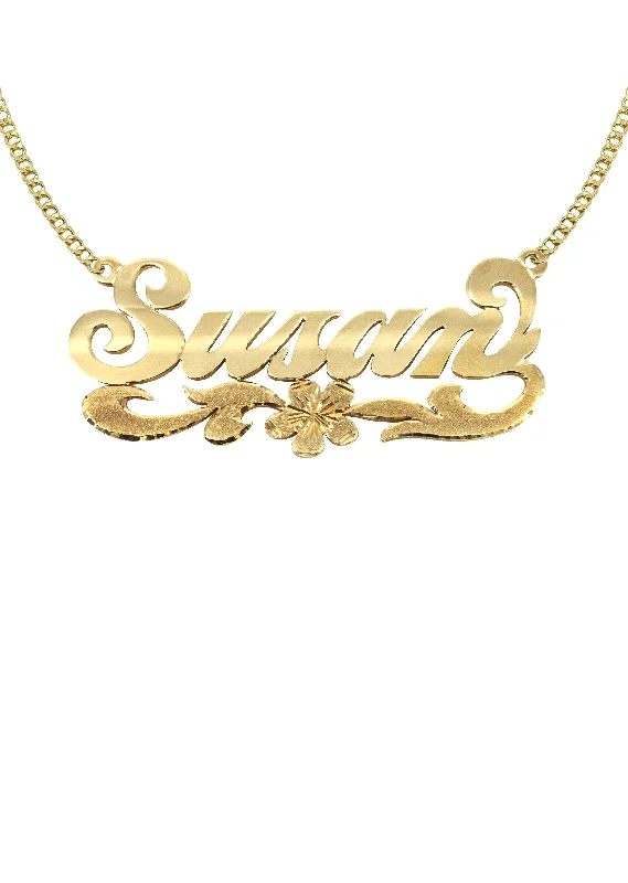 14K Gold  Diamond Cut Name Plate Necklace | Appx. 8.6 Grams