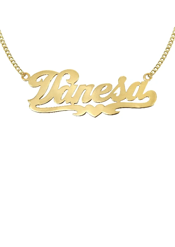 14K Gold  Heart Name Plate Necklace | Appx. 7.6 Grams