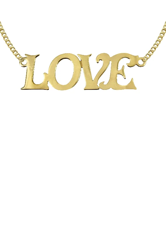 14K Gold  Love Name Plate Necklace | Appx. 5.9 Grams