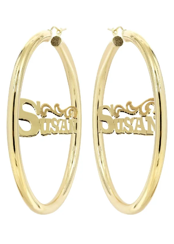 14k-ladies-name-diamond-cut-name-plate-hoop-earrings