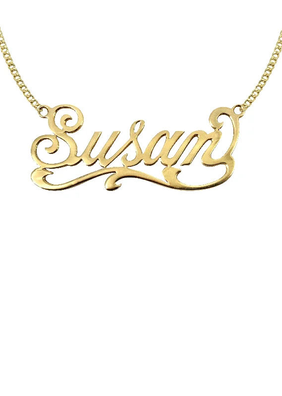 14K Gold  Plain Gold Name Plate Necklace | Appx. 7.7 Grams