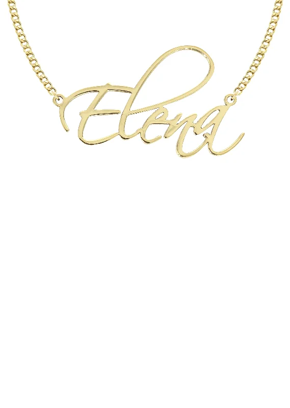 14K Gold  Plain Gold Name Plate Necklace | Appx. 7 Grams