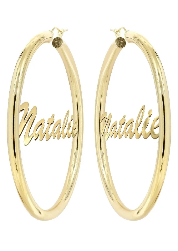 14k-ladies-plain-name-plate-hoop-earrings