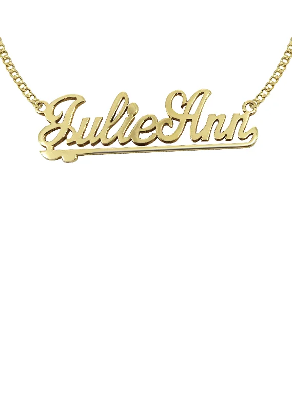 14K Gold  Two Name Name Plate Necklace | Appx. 7.5 Grams