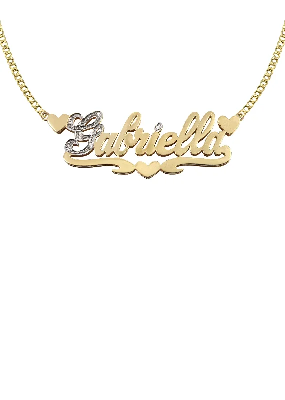 14K Gold  Two Tone  Name Plate Necklace | Appx. 9.8 Grams