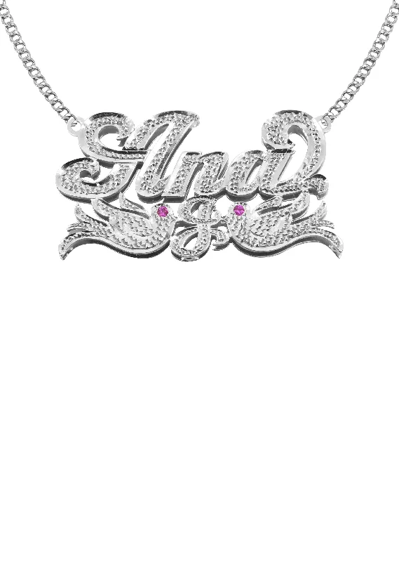 14K White Gold Diamond Cut Name Plate Necklace | Appx. 11.4 Grams