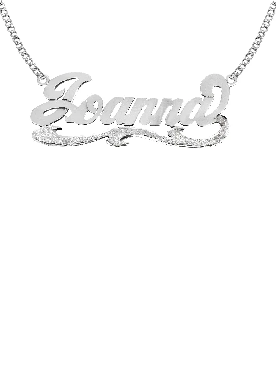 14K White Gold Diamond Cut Name Plate Necklace | Appx. 7.2 Grams