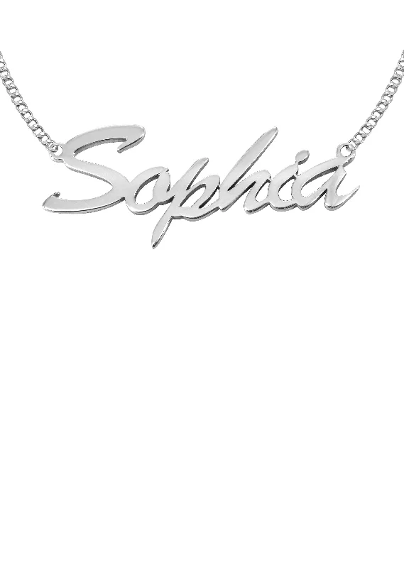 14K White Gold Name Plate Necklace | Appx. 7.9 Grams