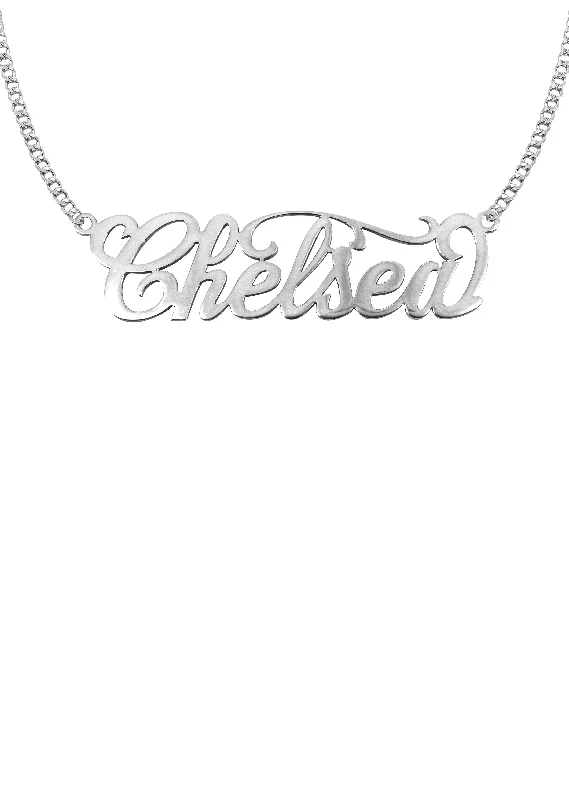 14K White Gold Name Plate Necklace | Appx. 8.6 Grams