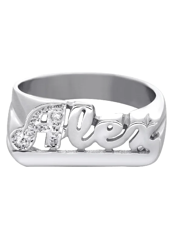 14K Diamond White Gold Name Ring | Appx. 3.6 Grams