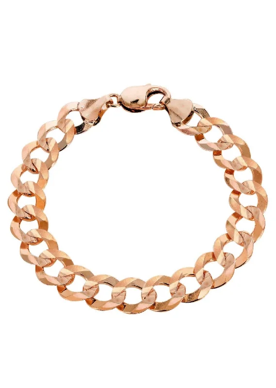 14K Rose Gold Bracelet Solid Cuban Curb Link