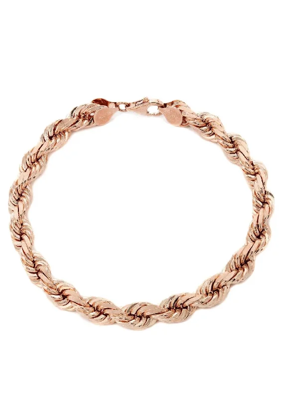 14K Rose Gold Bracelet Solid Rope