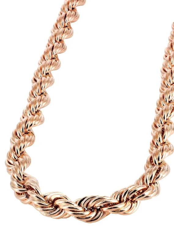 14K Rose Gold Chain - Hollow Mens Rope Chain