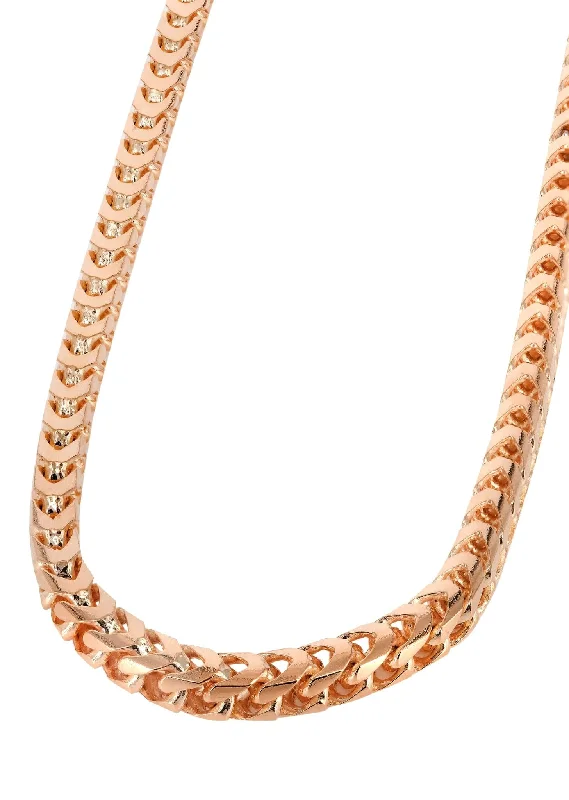 14K Rose Gold Chain - Mens Solid Franco Chain