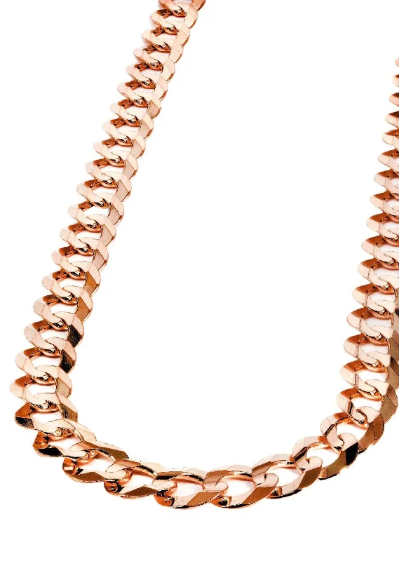 14K Rose Gold Chain - Solid Cuban Curb Link Chain