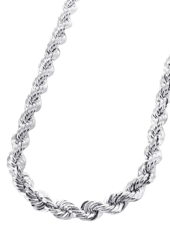 14K White Gold Chain - Solid Rope Chain