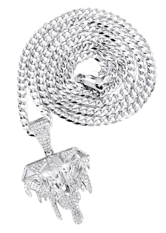 14K White Gold Diamond Drip Necklace | 1.85 Carats