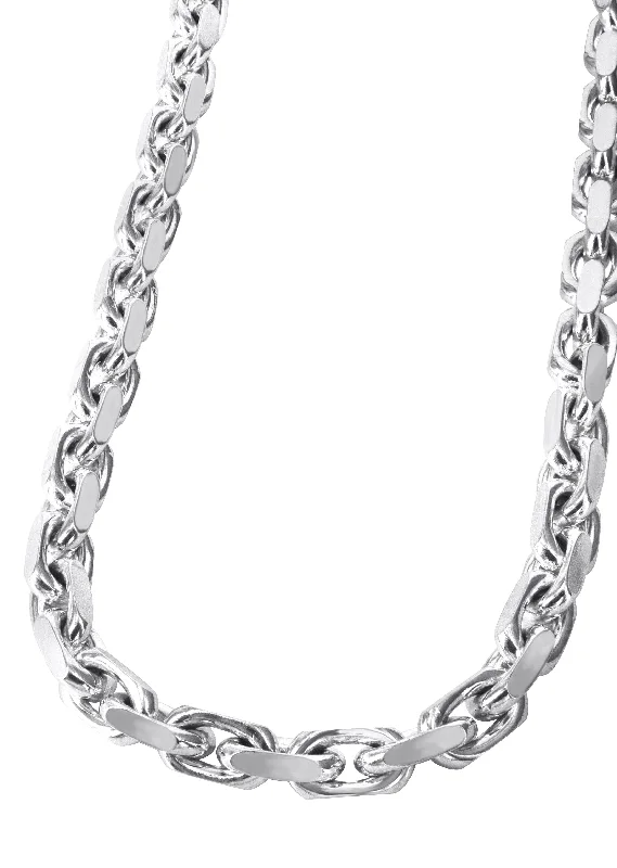 10K / 14K White Gold Chain - Mens Solid Hermes Link Chain