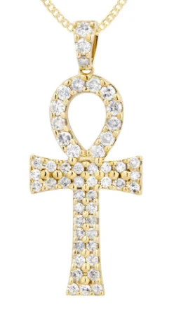 14k yellow gold ankh diamond 1.78 cts