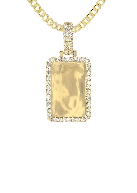 14k-yellow-gold-diamond-dog-tag-picture-pendant-cuban-chain-1-35-carats-appx-15-8-grams