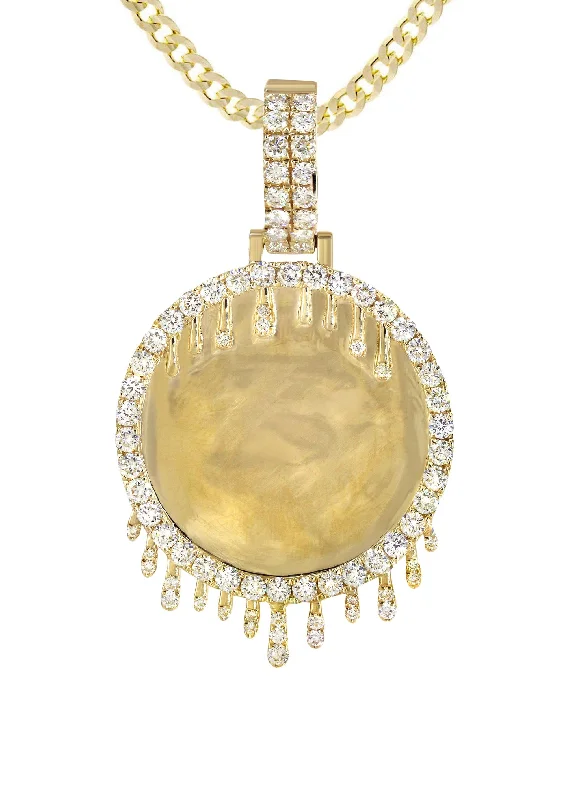 14k-yellow-gold-diamond-round-drip-picture-pendant-cuban-chain-2-5-carats-appx-21-9-grams