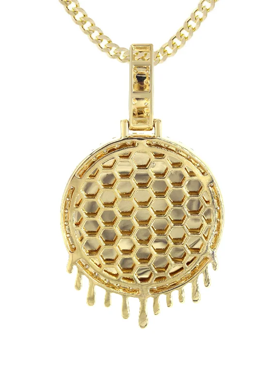 14k-yellow-gold-diamond-round-drip-picture-pendant-cuban-chain-2-5-carats-appx-21-9-grams