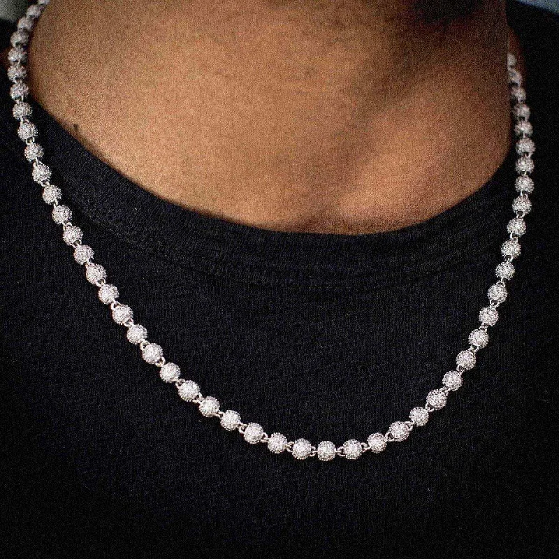 Iced Ball Chain in White Gold - 4mm