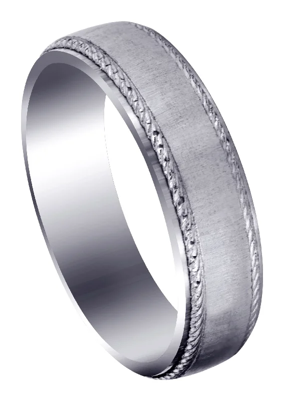 Basic Carved Celtic Mens Wedding Band | Cross Satin Finish (Evan)