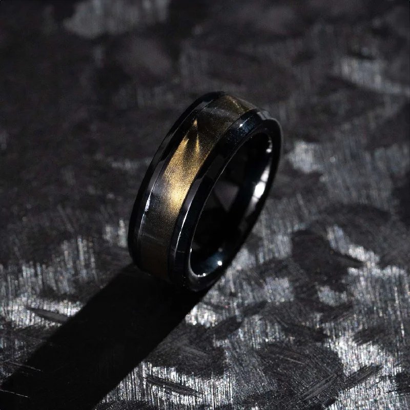 Black Antique Gold Inlay Ring