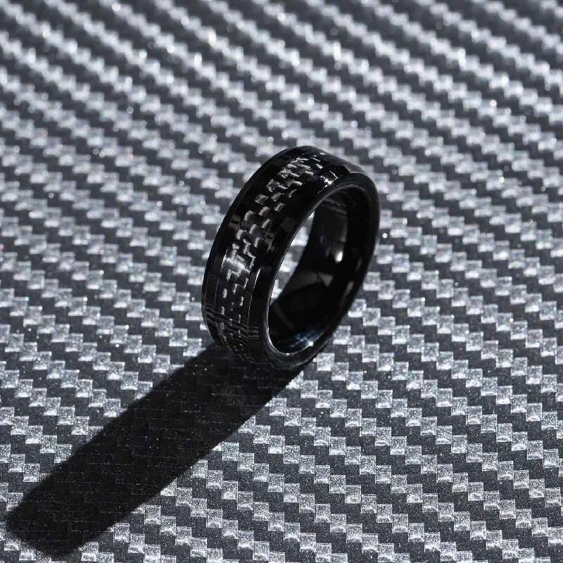 Black Carbon fiber Octane ring