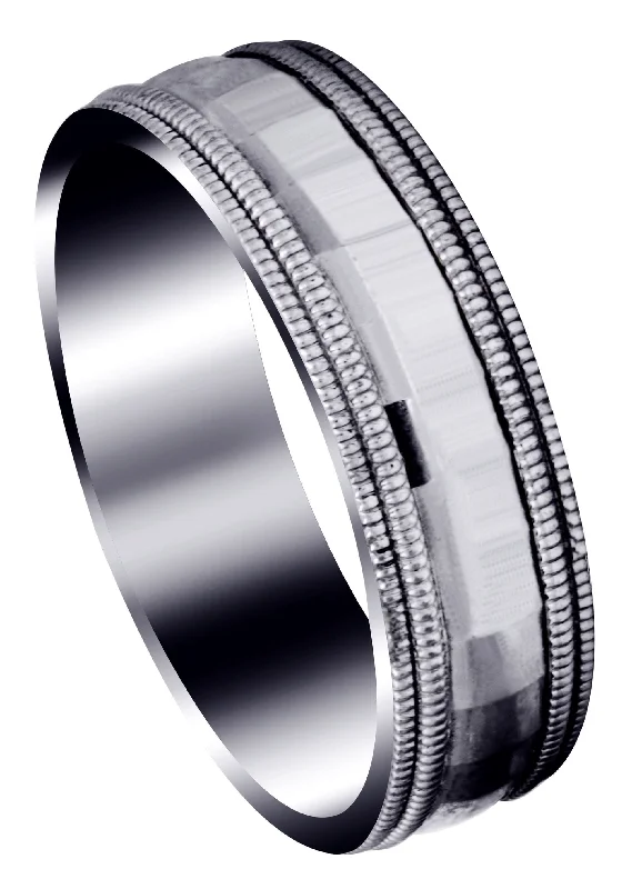 Carved Diamond Cut Mens Wedding Band | High Polish Finish (Ryder)