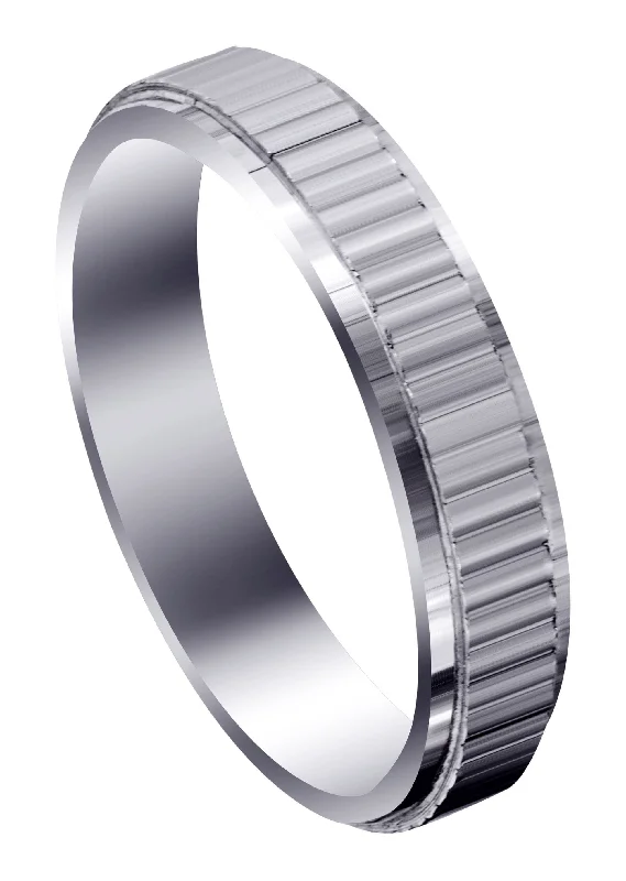 Carved Diamond Cut Mens Wedding Band | Satin Finish (Jackson)