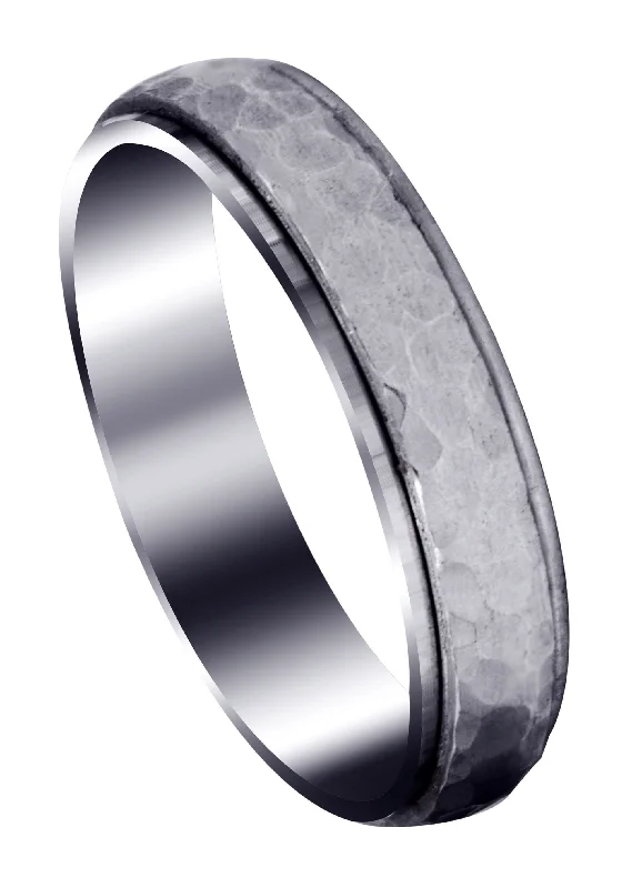 Carved Diamond Cut Mens Wedding Band | Satin / High Polish Finish (Leonardo)