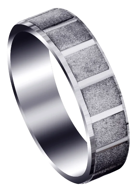 Carved Diamond Cut Mens Wedding Band | Stone Finish (Micah)