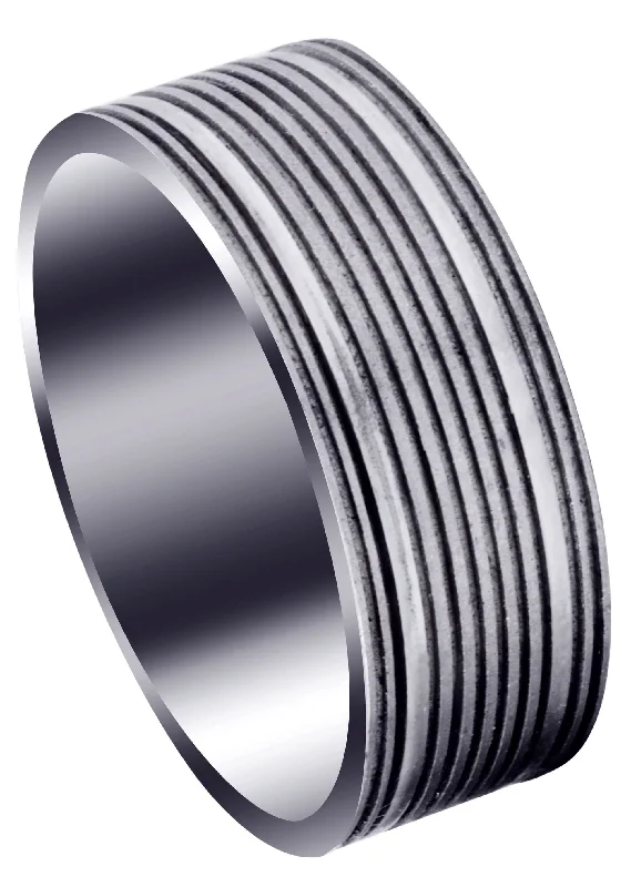 Carved Unique Mens Wedding Band | High Polish Finish (Easton)