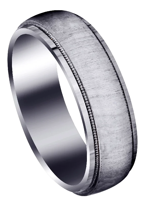 Carved Simple Mens Wedding Band | Cross Satin Finish (Jason)