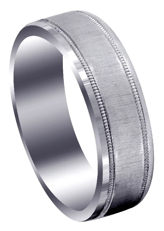 Carved Simple Mens Wedding Band | Cross Satin Finish (Gabriel)