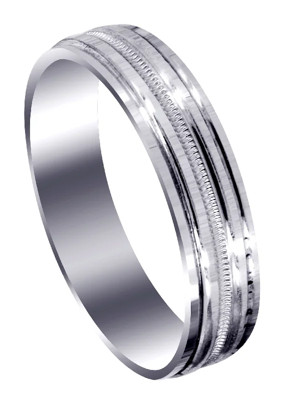 Carved Simple Mens Wedding Band | High Polish Finish (Charles)