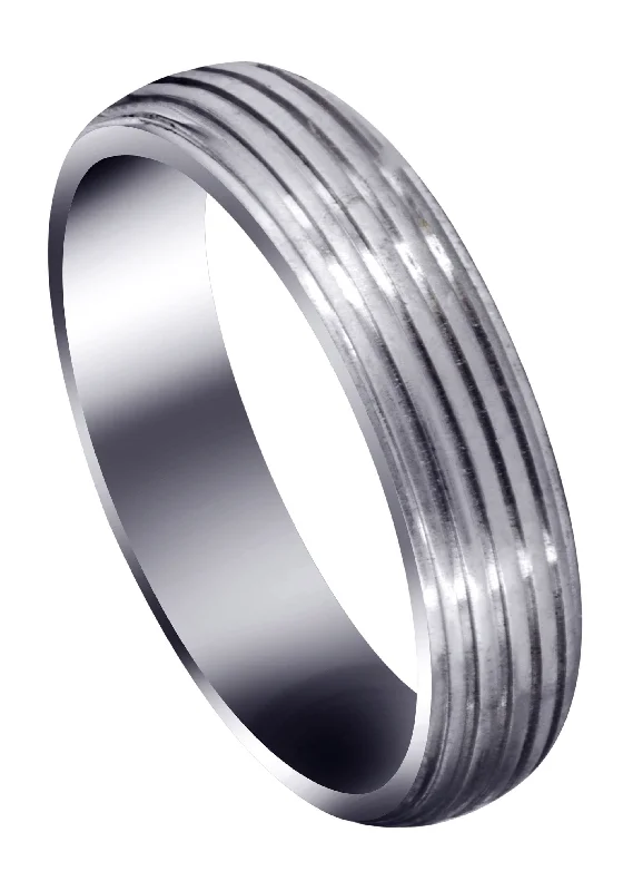 Carved Simple Mens Wedding Band | High Polish Finish (Landon)