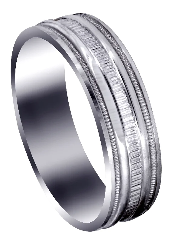 Carved Simple Mens Wedding Band | High Polish Finish (Jack)