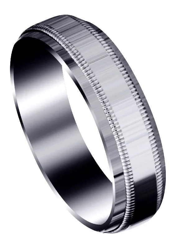 Carved Simple Mens Wedding Band | High Polish Finish (Nathaniel)