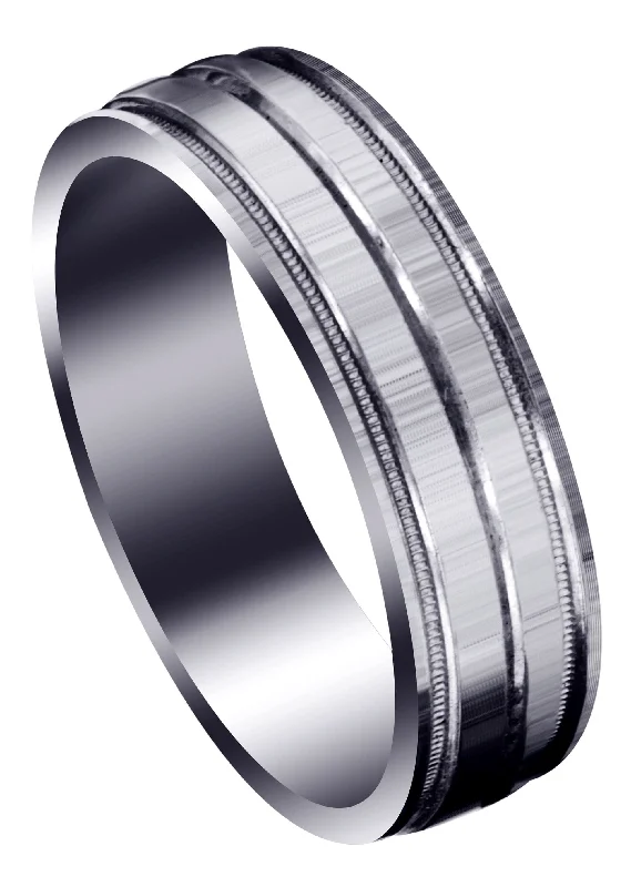 Carved Simple Mens Wedding Band | High Polish Finish (Ezra)